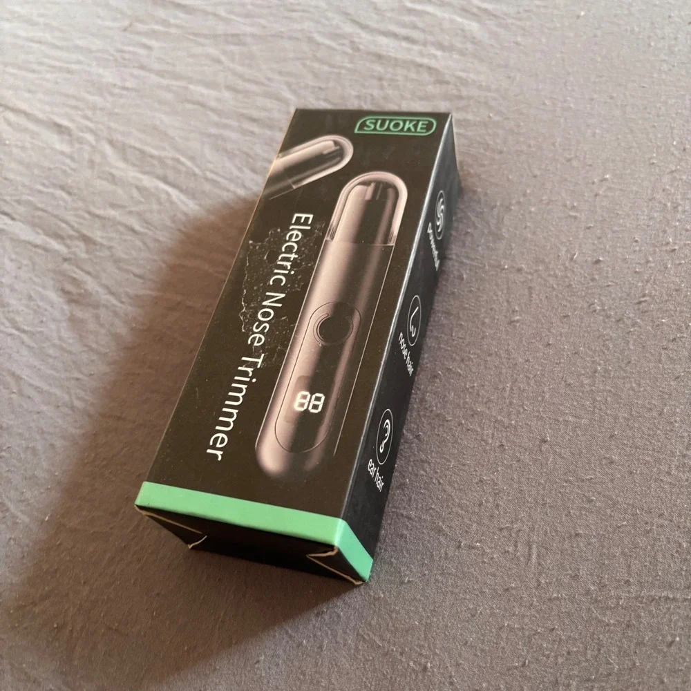 SUOKE Electric Nose Trimmer Rechargeable Ear Hair Groomer LED Display Black